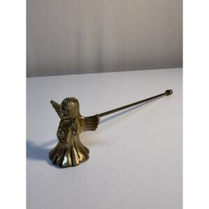 Vintage Brass Angel Candle Snuffer 10” Figural Cherub Bell Extinguisher Decor